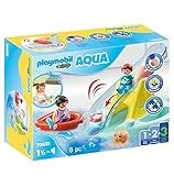 PLAYMOBIL 1.2.3 Aqua 70635 Badeinsel mit Wasserrutsche, Schwimmfähiges Badewannenspielzeug für Kleinkinder, Erstes Spielzeug für Kinder ab 1,5 bis 4 Jahre