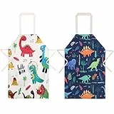 umorismo 2 Packung Kinderschürze Dinosaurier Verstellbare Kochschürze Wasserdicht Mit Tasche Für Mädchen Und Jungen Zum Backen, Garten, Grill