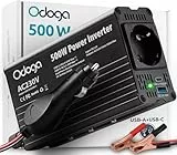 Odoga Wechselrichter 12V auf 230V – 500W Spannungswandler, Stromwandler mit 3A USB-A & USB-C Anschlüsse, Inverter 12V 220V, Auto Steckdose – Laden Sie Ihr Laptop, iPad, iPhone, Tablet Und Mehr