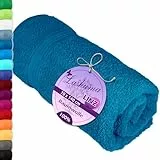 Lashuma 100% Baumwolle Duschtuch Blau - Petrol, Linz Premium Herren Badetuch 70x140 cm