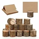 Zikenis 40 Stück Kartenhalter Holz, Tischkartenhalter mit Kraft Papier Karten, Fotohalter, Kartenständer, Postkartenhalter Menükartenhalter, für Hochzeit, Restaurant, Party, Foto, Memo
