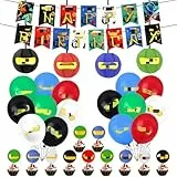 Cartoon Geburtstag Luftballon, 51 Stücke Deko Geburtstag Junge, Papierlaternen Aufkleber Geburtstagdeko Party Ballons, Thema Birthday Decoration Kit, Happy Birthday Banner für Party Supplies