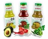 HERDEZ Soßen Set - Salsa Verde, Salsa Guacamole und Taquera je 240 g - Grüne Soße, Guacamole und Tomatensoße Probierset (Pack von 3)