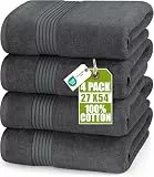 Utopia Towels - 4er-Pack mittelgroße Badetücher aus 100% Baumwolle mit Aufhängeschlaufen, 69x137 cm Duschtuch, weiche und saugfähige Handtücher (Grau)