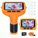 Digitales Mikroskop für Kinder, 7,6 cm (3 Zoll), 1000 x wiederaufladbar, Mini-Tasche, tragbar, Mini-Lupe, 4 K, Schmuck, Lupe, Edu, Wissenschaft, MINT, Spielzeug, Weihnachtsgeschenk für 4-12 Jungen und