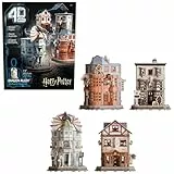 4D Build, Harry Potter Diagon Alley 3D-Modellbausatz mit 4 Gebäuden, Harry Potter Sammlerstücke & Schreibtisch-Dekor, Erwachsenenpuzzle, Bauspielzeug, 3D-Puzzles für Erwachsene und Jugendliche, 287