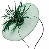 Amosfun Fascinator Hut Elegante Feder Net Mesh Derby Tee Party Hüte Headwear Elegante Hochzeit Stirnbänder für Frauen Mädchen Dark Grün