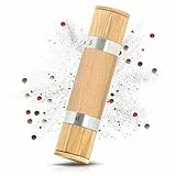 EKVALLY HERM II 2in1 Salz und Pfeffermühle – Gewürzmühle aus Eiche mit Keramikmahlwerk – Pfeffer Mühle ohne Inhalt