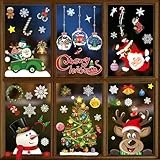 BBLIKE Fensterbilder Weihnachten 8 Blätter Fensteraufkleber Fenstersticker Fensterdeko Schneeflocken Fensterbilder für Türen,Schaufenster, Vitrinen, Glasfronten (A)