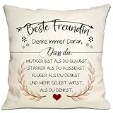 Bommex Denke Immer daran DASS du mutiger bist als du glaubst Kissenbezüge für Frauen Mädchen Inspirierendes Geschenk für Beste Freundin Geburtstag (Beste Freundin-1)