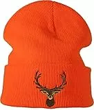 Baddery Jäger Beanie - „Hirsch“ - Bestickte Strickmütze für Herren & Damen - Warme Wintermütze (One Size - Signal Orange)