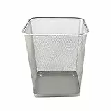 D.RECT Papierkorb Büro 18L - Abfalleimer, Papierkorb aus Drahtgeflecht Mülleimer, Papiereimer - Metall Büroeimer Mesh Eckig, Silber
