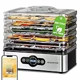 Aigostar Crispy - Dörrautomat, Dörrgerät mit Temperaturregler, 240W, 35-70°C, 99h-Timer, 5 Einlegefächer, Dörrautomat Edelstahl für Fleisch, Obst, Gemüse, Dehydrator - BPA frei