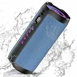 coioc Bluetooth Lautsprecher mit Licht, Bluetooth 5.4 Musikbox,25W Dual Lautsprecher, LED Anzeige & 25 Std Akku,Dualen Bass-Treibern, IPX7 wasserdicht,TWS Paarung, AUX,TF Karte,Geeignet Outdoor/Party