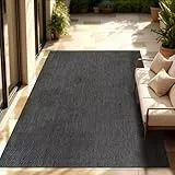 Paco Home Outdoor Teppich, Wetterfest Pflegeleicht Küchenteppich Ideal für Terrasse Balkon Garten, Flachgewebe Sisaloptik Modern Einfarbig meliert, 160x220 cm, Anthrazit