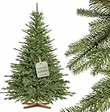 FAIRYTREES Weihnachtsbaum künstlich 150cm BAYERISCHE Tanne Premium | Made in EU | Christbaum Holzständer | Tannenbaum künstlich mit Naturgetreue Spritzguss Elemente