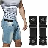 BELTROAD Gürtel ohne Schnalle für Herren Damen, Elastischer Ledergürtel Unsichtbarer Schnallenfreier Gürtel für Herren Damen, 2 x Schwarz, Fit 2 loop distance 17-23 cm
