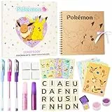 Pokemon Scrapbook Set für Kinder, DIY Bastelset mit Sticker, Karten, Glitzer, Stempel und Zubehör, Kreatives Geschenke für Jungen und Mädchen
