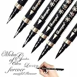 Reastar Handlettering Stifte 6 Stück Kalligraphie Stifte, Schwarz Kaligraphiestifte Set, Lettering Stifte Set - für Handlettering, Anfänger Tagebuch, Journal Zubehör, Unterschrift (4 Größen)