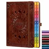Adressbuch mit farbigen alphabetischen Registerkarten (21,3 x 14,5 cm) – Hardcover-Kontaktorganizer für Website-Passwörter, Telefon, Softwarelizenzen und wichtige Informationen – Dunkelbraun