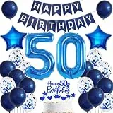 Ohaoduo Luftballon 50. Geburtstag Dekoration mann blau Tortendeko 50 Geburtstag mann blau Party Deko 50. mann Ballon Deko 50 männer Junge Geburtstagsdeko 50 jahre