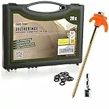 com-four® 20x Zeltheringe, robuste Stahl-Heringe mit Gewinde und Seil-Halterung, Felsboden-Erdnägel für Camping, Box mit Zelthaken für harten Boden und Holz