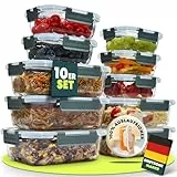 uandu Glasbehälter mit Deckel, 10- teilig, Meal prep Gläser, Frischhaltedosen Glas mit Deckel, Glasdosen mit Deckel Set, Meal prep Boxen Glas