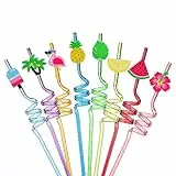 VerteLife 8 Stück Plastik Strohhalme Wiederverwendbare Strohhalm Sommer Hawaii Tropisch Strohhalme Neuheit Lockige Strohhalm Trinkhalme für Kinder Geburtstagsfeier Dekorationen Partybedarf - Hawaii