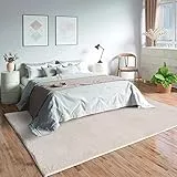 Mia's Teppiche Olivia Wohnzimmer/Schlafzimmer Teppich - waschbar - 160x220 cm, Creme