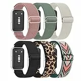 Vancle 6 Stück Armband für Samsung Galaxy Fit 3, Elastische Nylon Ersatzarmbänder SM-R390, 6er Pack Dehnbare Sportarmbänder mit Metallschließe für Damen & Herren