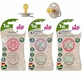 NIP Cherry & Cherry Night Schnuller Set 6 Stück (2 x Day Bordeaux-Lila + 4 x Night Girl mix) // Gr.1 // Naturlatex, 6 Farben