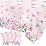 4 Stück Blume Tischdecken Bunte Schmetterling Tischdecke Blume FrühlingsthemaTabelle Abdeckung Schmetterling-Baby-Dusche-Tischdecke Tee Partei Lieferungen Frühling Ostern Party Dekorationen 130X220CM