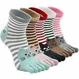 ZAKASA Bunte Zehensocken für Frauen Komfort Lauftrainer aus weicher Baumwolle Sportliche Socken Lustige Neuheit Geschenke - 5 Paare