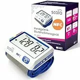 scala SC 6027 NFC Handgelenk Blutdruckmessgerät Blau – Smart Datentransfer per App & Wiederaufladbarer Li-Po Akku – XXL Display, 2 Nutzer Speicher & Raumtemperatur