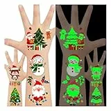 Acevegue 200 Stück Leuchtend Weihnachten Tattoos Kinder, Weihnachtsmann Weihnachtsmütze WeihnachtsbaumTattoo, Weihnachtsassesoires Weihnachtsgeschenke für Kinder Party Deko Adventskalender Füllung
