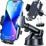 Verbesserte 4-in-1 Handyhalterung Auto mit 36KG Starker Saugnapf & Lüftungshaken, Super Stabil, 360° Drehbar Universale KFZ Handy Halterung für iPhone 16 Pro Max Samsung S25 Ultra, Dunkelschwarz