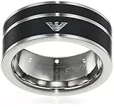 Emporio Armani Herren Ring EGS2032040, Silber/Schwarz, 58.5 DE