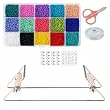TopHomer Perlenwebstuhl Kit, Webrahmen Perlenwebrahmen mit Perlen Garn und Verschlüssen, Handgemachte Strickmaschine für DIY Armbänder Halsketten, Schmuck Perlen Handwerk Werkzeug, Silber