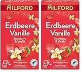 MILFORD Erdbeere Vanille | Früchtetee mit Erdbeere-Vanille-Aroma | 20 Teebeutel (Packung mit 2)