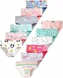 Domee Mädchen Unterhosen Unterwäsche Baumwolle Schlüpfer 12er-Pack für Kinder 92-140 Kleines Mädchen und Obst 116-122 (Herstellergröße 130)