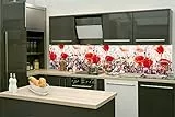 Küchenrückwand Folie selbstklebend Mohnblumen | Klebefolie - Dekofolie - Spritzschutz für Küche | Made in EU - 180 cm x 60 cm