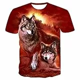 T-Shirt 3D Drucken Ashion Herren Tops Wolf 3D Print T-Shirt Cooles Lustiges T-Shirt Kurzarm Tops T-Shirt-3XL