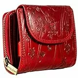 MATADOR Leder Geldbörse Damen Mittelgroß #SARAGOSSA mit Geschenk Box, Luxus RFID Geldbeutel Damen, Brieftasche Frauen Viele Fächer, Leder Geldtasche, Edles Portemonnaie Frauen, Blumen Rot