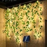 Kimuwote Lichterkette Außen Solar, 12M Efeu Lichterkette mit 120 LED, Solar Lichterkette Aussen Wetterfest 8 Modi für Garten Balkon Terrasse Zimmer Deko(warmweiß)