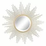 Stonebriar Round Decorative Antique Gold 23' Metal Starburst Hanging Mirror for Wall