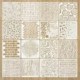 Strukturschablonen, 16 Stück Schablonen zum Basteln Wiederverwendbare Leoparden-Ziegel-Malschablonen zum Malen Scrapbook-Schablone zum Malen DIY Kunsthandwerk Scrapbook Wanddekoration