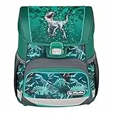 Herlitz Loop Green Rex Schulranzen, Rucksack für Kinder, Schulrucksack 17L, Kinderrucksack, Leicht Schultasche für Jungen, Reflexmaterial, Schnallenverschluss, Ergonomische Form, Grün