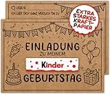 VULAVA 15x Schokoriegel EINLADUNGSKARTEN KINDERGEBURTSTAG Junge Mädchen - die Kraftpapier PARTY Karten sind die EINLADUNG für Jungen Kinder GEBURTSTAG Schokolade Schulanfang Kinderparty DIY