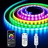 ShineBurky RGB+IC USB COB LED Streifen 2M Pixeladressierbare, 5V RGB Smart IC Farbwechsel LED Strip Dimmbar, Multicolor Flexible Tape Licht mit APP Steuerung, Music Sync für TV Party Schlafzimmer Deko