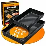 Durandal Grillschale für den Grill und Backofen - 2er Set - Grillmatte für Gasgrill & Holzkohlegrills mit Antihaftbeschichtung - Barbecue Schale Einfache Reinigung - Zubehör - Grillpfannchen